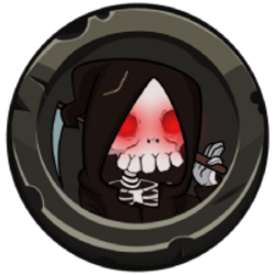 skull with ripped hood